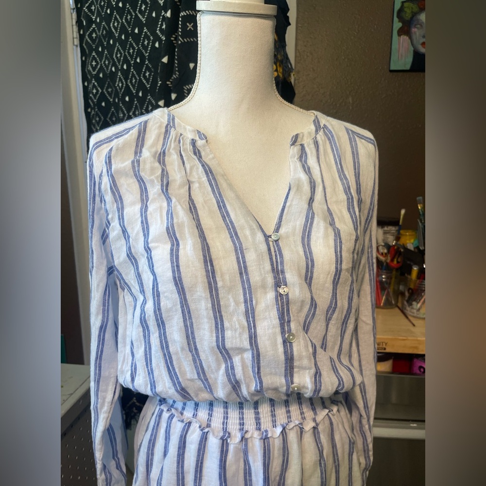 Rails Jasmine Villa Stripe Long Sleeve Linen Blend Dress sz S NWT - Picture 9 of 15